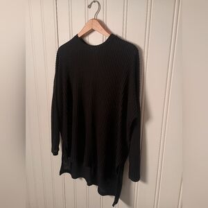 Zenana- Black Ribbed Knit Tunic Sweater- Size S